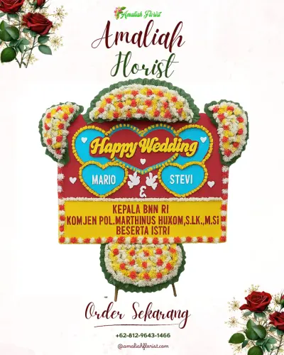 Karangan Papan Bunga Pernikahan di Gebang Raya
